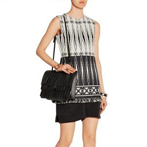 Tory Burch Mira Tweed Jacquard Fringe Tunic Top